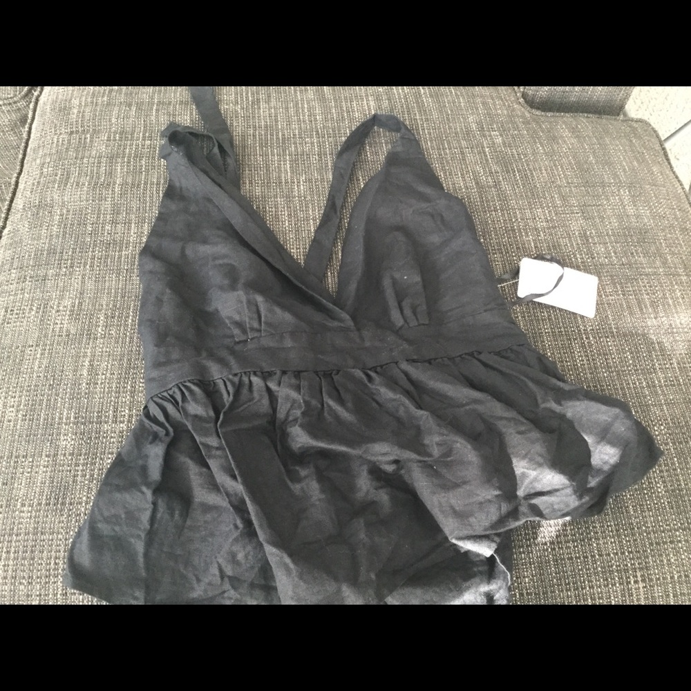 COPY - NWT Free People Black Linen Peplum  Tank, Size 10